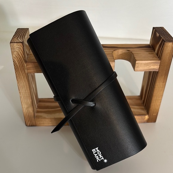 Authentic MONTBLANC Black Leather Sunglasses EYEGLASSES CASE - Picture 1 of 3